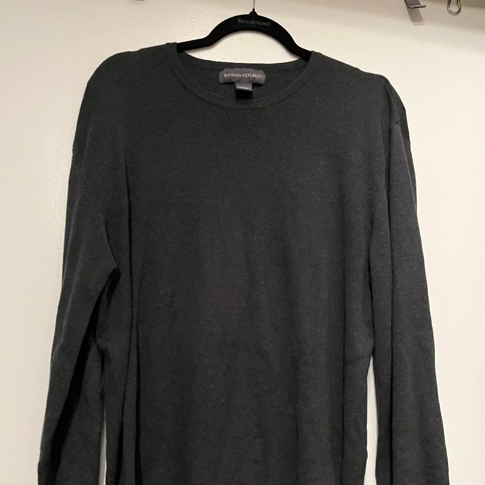 Banana Republic Mens Gray Cotton Long Sleeve Knit‎ Top XL 💗